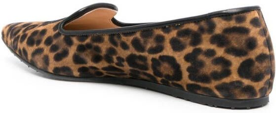 Gianvito Rossi Loafers met luipaardprint Bruin