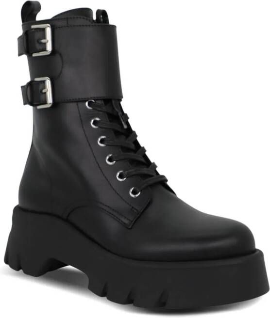 Gianvito Rossi Marloe leren combat boots Zwart