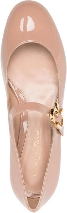 Gianvito Rossi Mary Ribbon 05 leren ballerina's Beige