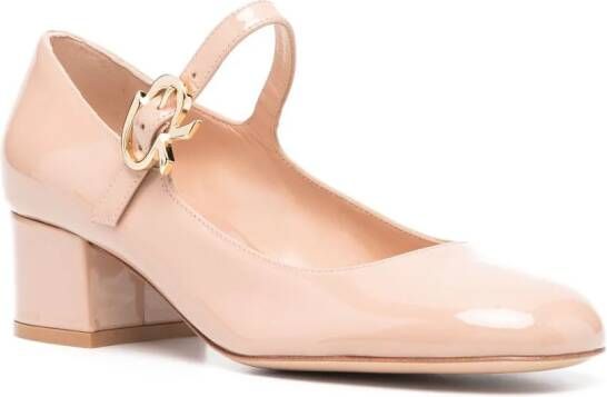 Gianvito Rossi Mary Ribbon pumps van lakleer Beige