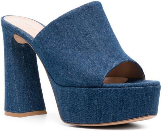 Gianvito Rossi Muiltjes met plateauzool Blauw