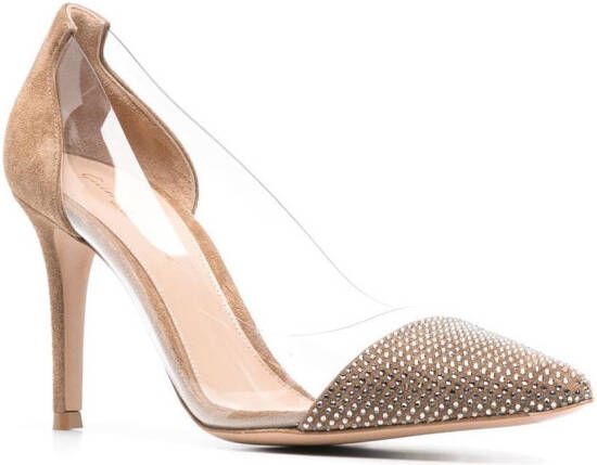 Gianvito Rossi Plexi pumps met puntige neus Beige