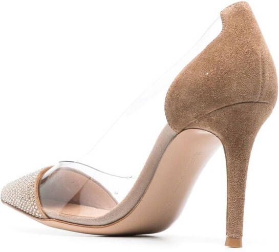 Gianvito Rossi Plexi pumps met puntige neus Beige