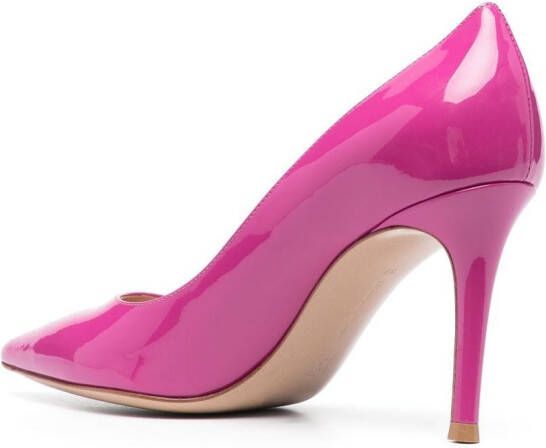 Gianvito Rossi Pumps met gelakte hak Roze