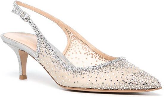 Gianvito Rossi Regina pumps verfraaid met kristallen Zilver