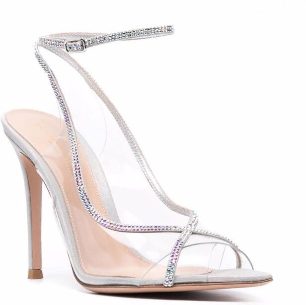 Gianvito Rossi Sandalen met metallic bandje Zilver