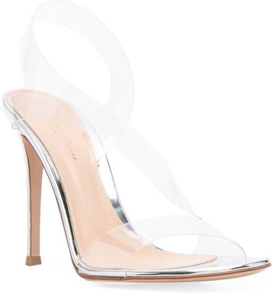 Gianvito Rossi Sandalen met metallic hak Zilver