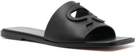 Gianvito Rossi Sandalen met reliëf logo Zwart
