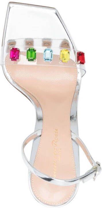 Gianvito Rossi Ribbon Candy 105mm sandalen verfraaid met kristallen Zilver