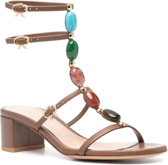 Gianvito Rossi Shamali 55mm leren sandalen Bruin