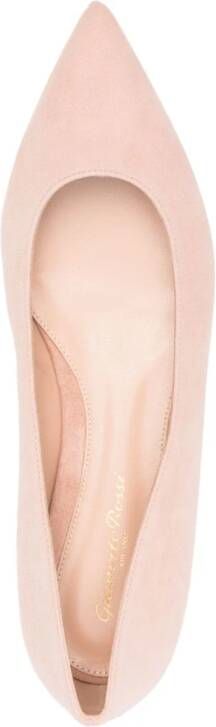 Gianvito Rossi suede pointed-toe ballerina shoes Roze