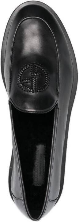 Giorgio Armani Leren loafers Zwart