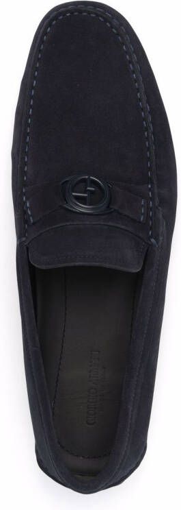 Giorgio Armani Loafers met logogesp Blauw