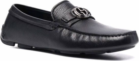 Giorgio Armani Loafers met logoplakkaat Zwart