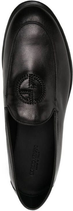 Giorgio Armani Slippers met geborduurd logo Zwart