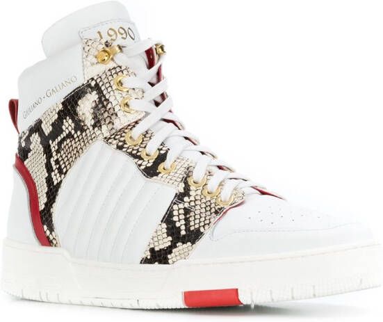 Giuliano Galiano Sneakers met slangenprint Wit