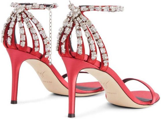 Giuseppe Zanotti Adele sandalen met kristal Rood