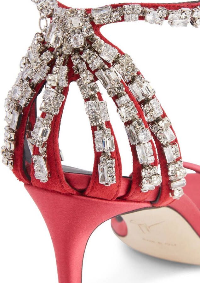 Giuseppe Zanotti Adele sandalen met kristal Rood