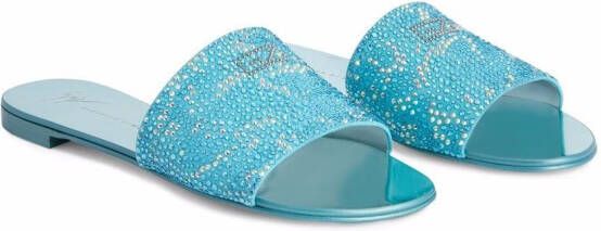 Giuseppe Zanotti Adelia Starlight slippers met studs Blauw