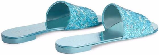 Giuseppe Zanotti Adelia Starlight slippers met studs Blauw