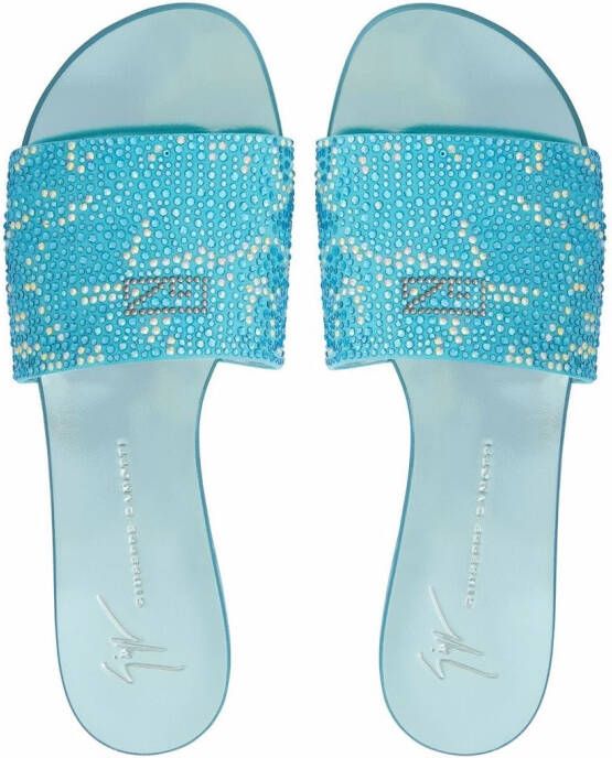 Giuseppe Zanotti Adelia Starlight slippers met studs Blauw