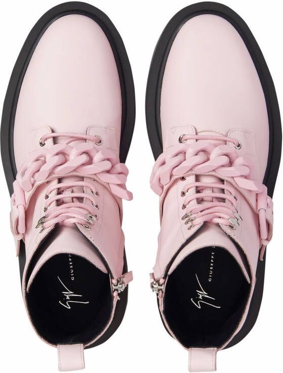 Giuseppe Zanotti Adric enkellaarzen met ketting afwerking Roze