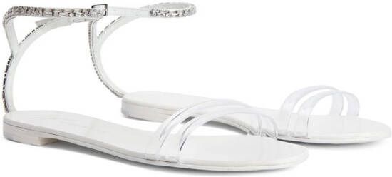 Giuseppe Zanotti Agathe Plexi sandalen met dubbele bandjes Zilver