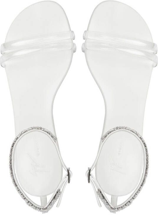 Giuseppe Zanotti Agathe Plexi sandalen met dubbele bandjes Zilver