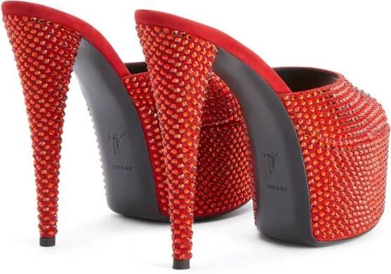 Giuseppe Zanotti Aida sandalen verfraaid met kristal Rood