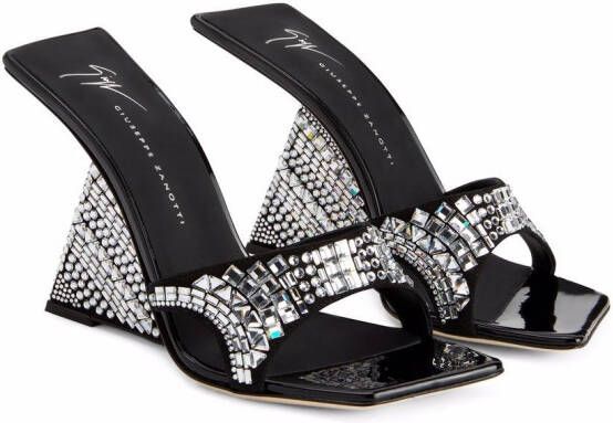 Giuseppe Zanotti Shine muiltjes verfraaid met kristallen Zwart