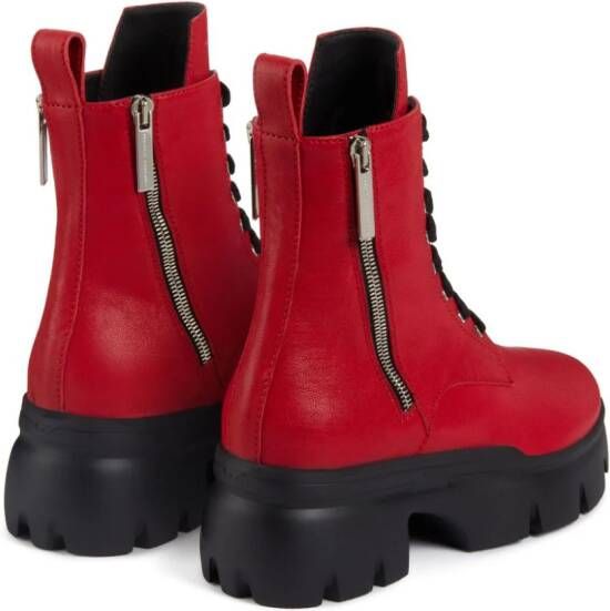 Giuseppe Zanotti Alanis leren veterlaarzen Rood