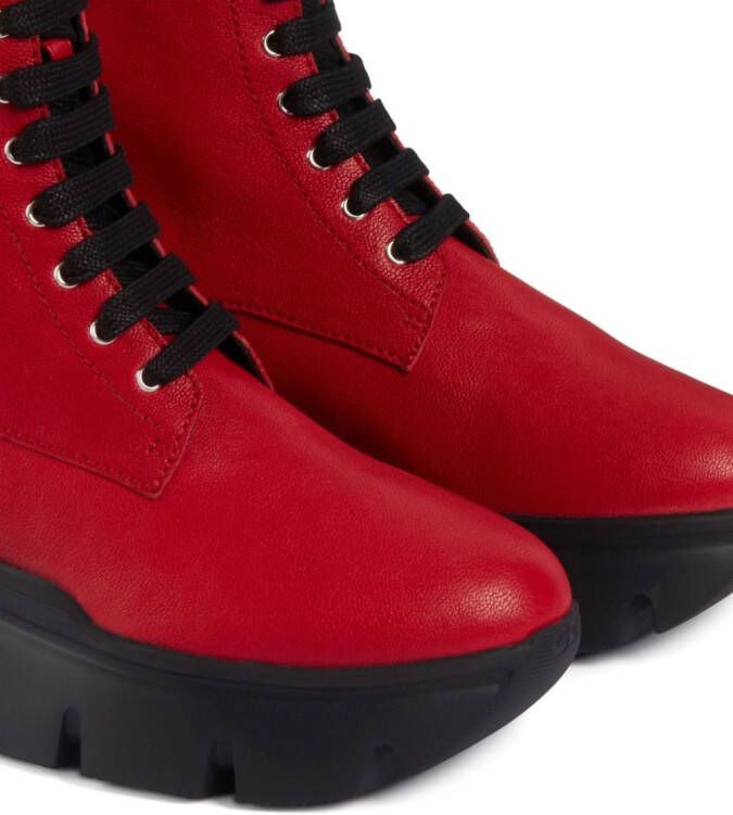 Giuseppe Zanotti Alanis leren veterlaarzen Rood