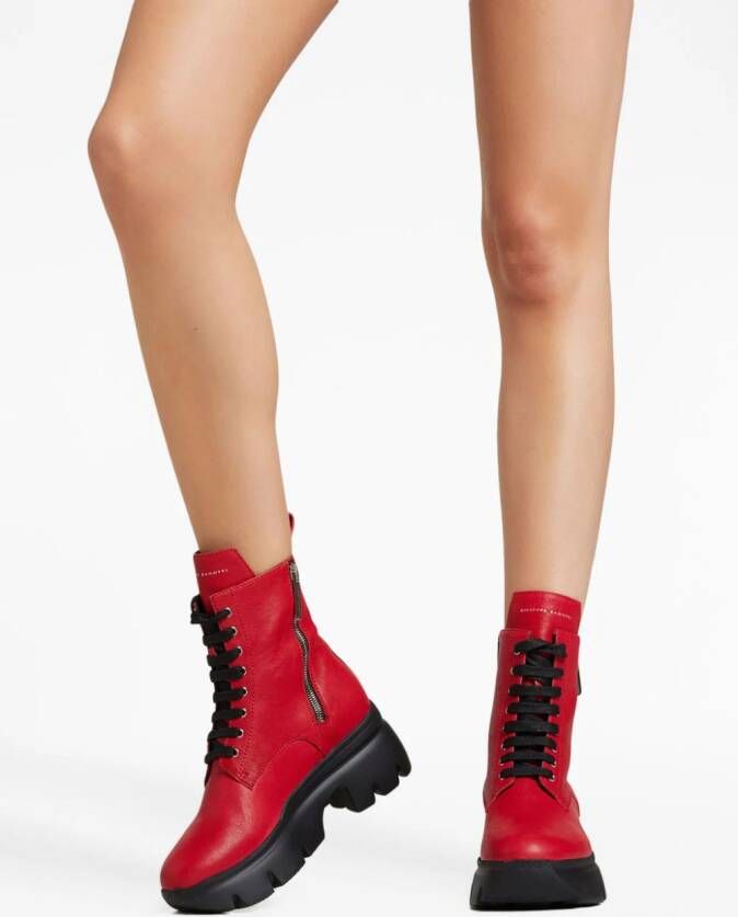 Giuseppe Zanotti Alanis leren veterlaarzen Rood