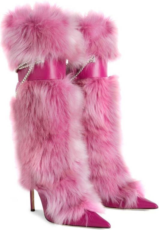 Giuseppe Zanotti Amaia laarzen met imitatiebont Roze