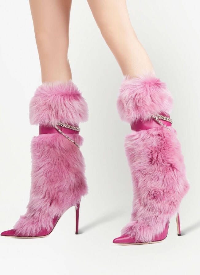 Giuseppe Zanotti Amaia laarzen met imitatiebont Roze