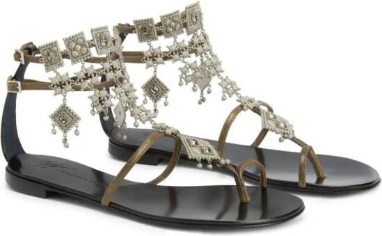 Giuseppe Zanotti Amira verfraaide sandalen Groen