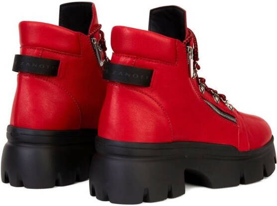 Giuseppe Zanotti Apocalypse Trek leren enkellaarzen Rood