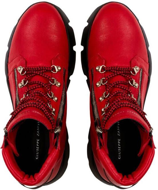 Giuseppe Zanotti Apocalypse Trek leren enkellaarzen Rood