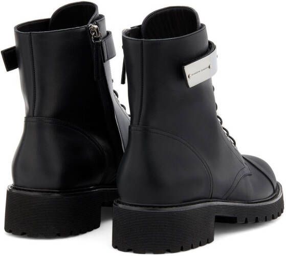 Giuseppe Zanotti Austin combat boots met logoplakkaat Zwart