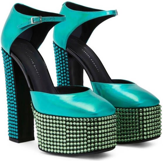 Giuseppe Zanotti Bebe Strass pumps met plateauzool Groen