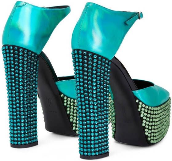 Giuseppe Zanotti Bebe Strass pumps met plateauzool Groen