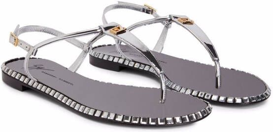 Giuseppe Zanotti Bellatriks leren sandalen Zilver