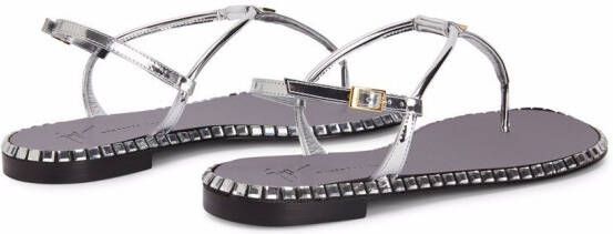 Giuseppe Zanotti Bellatriks leren sandalen Zilver