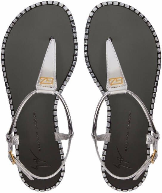 Giuseppe Zanotti Bellatriks leren sandalen Zilver