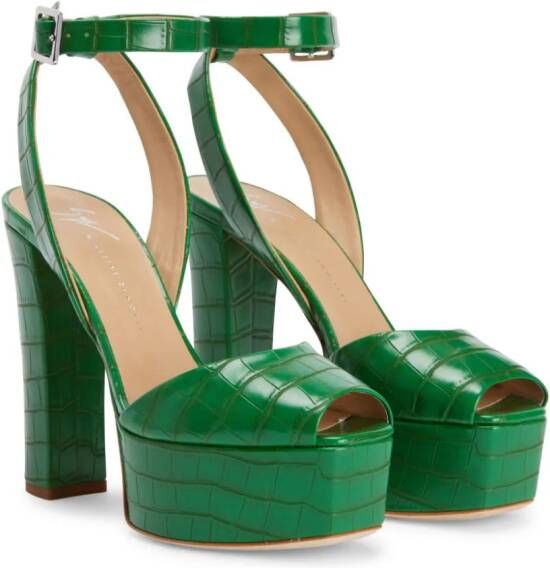 Giuseppe Zanotti Sandalen met krokodillenprint Groen