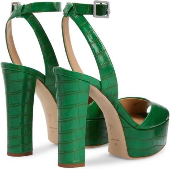 Giuseppe Zanotti Sandalen met krokodillenprint Groen