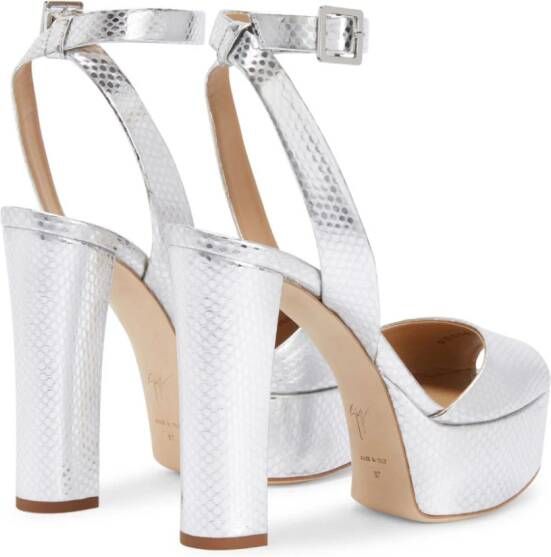 Giuseppe Zanotti Betty sandalen met python-print Zilver