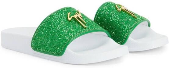 Giuseppe Zanotti Brett glitter slippers Groen