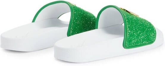 Giuseppe Zanotti Brett glitter slippers Groen