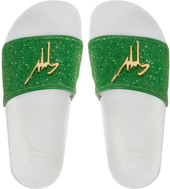 Giuseppe Zanotti Brett glitter slippers Groen